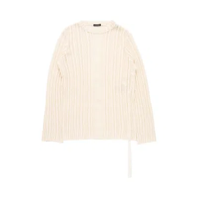 Pre-owned Ann Demeulemeester Halvar Crew Neck Irregular Rib Sweater 'white' | Men's Size Xl