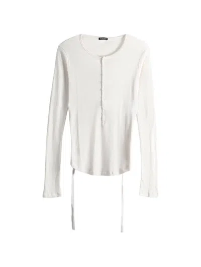Ann Demeulemeester Hamar Ribbed-knit Long-sleeve T-shirt In White