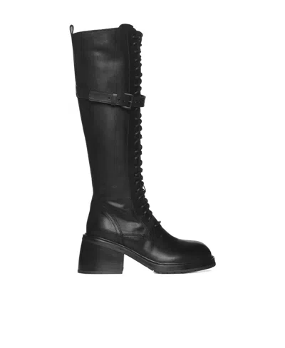 Ann Demeulemeester Heike High Leather Boots In Black