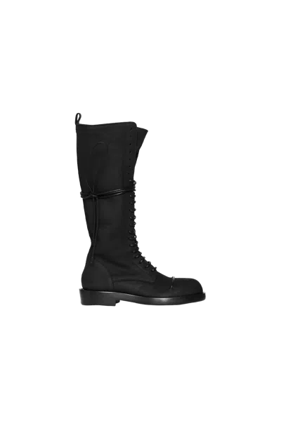 Ann Demeulemeester Heini Pintuck Combat Boots - Womens Black