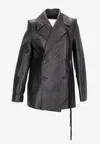 Ann Demeulemeester Helen Double-breasted Leather Jacket In Black