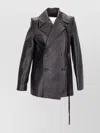 Ann Demeulemeester Helen Leather Peacoat Fitted Noir