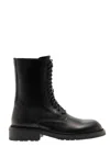 Ann Demeulemeester Black Lace-up Combat Boots In Leather Woman  In Black