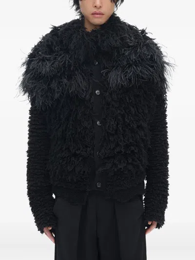 Ann Demeulemeester Here Cropped Knitted Cardigan In Multi