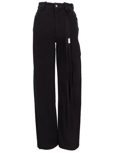 Ann Demeulemeester Herme 5 Pockets Slim Fit Cropped Trousers Denim In Black