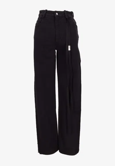 Ann Demeulemeester Herme Slim Jeans With Grosgrain Ribbon In Black