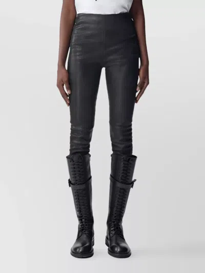 Ann Demeulemeester High Waist Fitted Ankle Length Trousers In Black