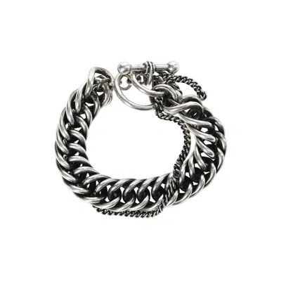 Ann Demeulemeester Hinna Double Chains Bracelet In Antique Silver