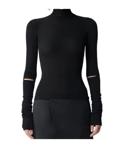 Ann Demeulemeester Hollow Turtleneck Sweater In Black