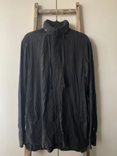 Pre-owned Ann Demeulemeester Hooded Long Sleeve Black Over Shirt