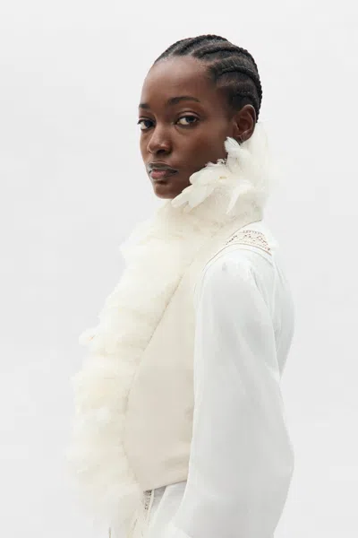 Ann Demeulemeester Idje Open Waistcoat With Feathers In White