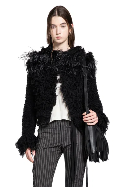 Ann Demeulemeester Ieke Fully Wool Jacket With Feathers In Multi