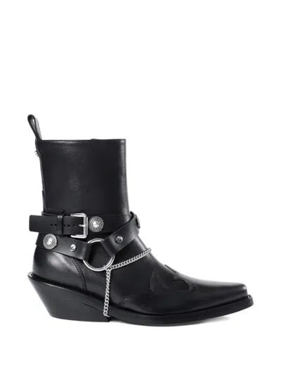 Ann Demeulemeester Ieva Santiago Chain-embellished Leather Boots In Black