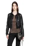 Ann Demeulemeester Ilmi Satin Structured Leather Jacket In Black