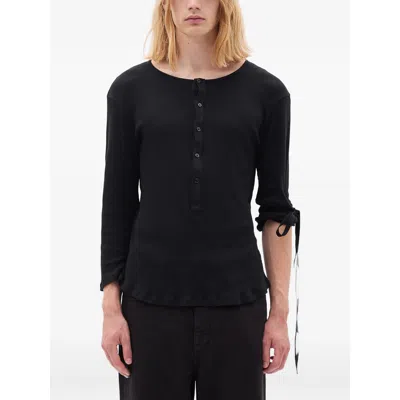Ann Demeulemeester Ilyas Ribbed Tie-detail T-shirt In Black