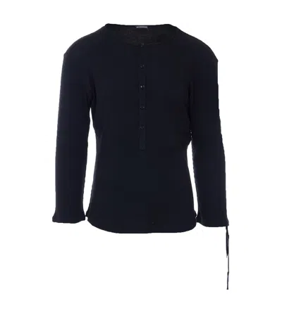Ann Demeulemeester Men Ilyas Serafino Long Sleeves Top In Blue