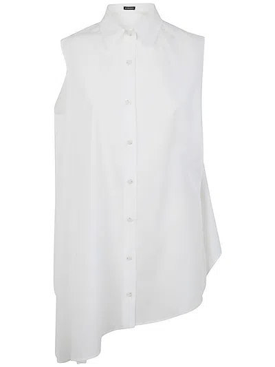 ANN DEMEULEMEESTER ANN DEMEULEMEESTER IONA ASYMMETRICAL OVERSIZED SHIRT LIGHT CRUMPLED COTTON WHITE