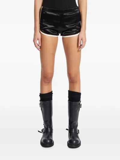 Ann Demeulemeester Irm Satin-finish Piped Shorts In Black