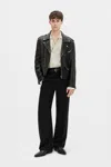 Ann Demeulemeester Isak Twisted Light Dobby Stripe Shirt In Black