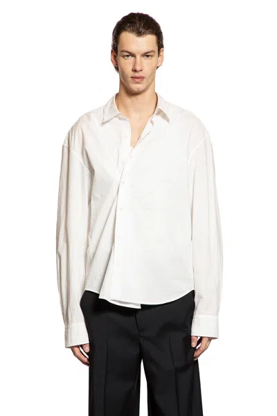 Ann Demeulemeester Isak Twisted Script Print Shirt In White