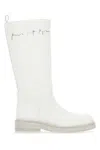 ANN DEMEULEMEESTER IVORY CANVAS JOSE BOOTS