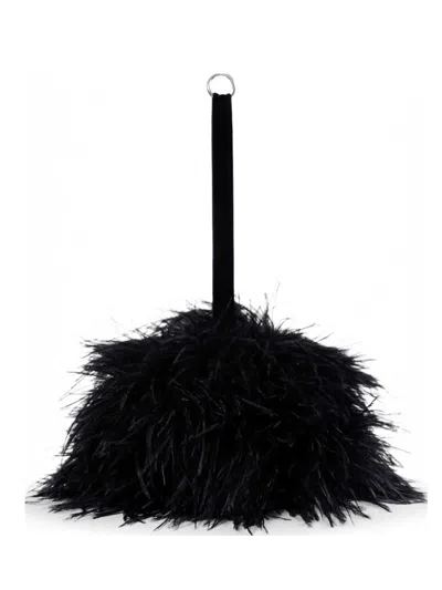 Ann Demeulemeester Iza Feather Clutch Bag In Black