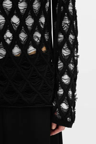 Ann Demeulemeester Izabel Diamond Stitch Sweater In Black