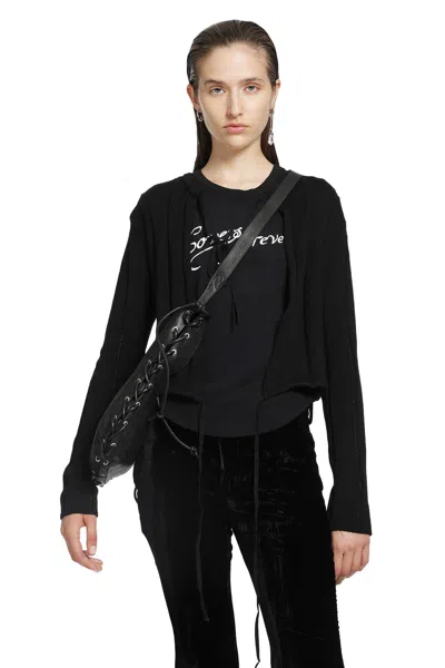 Ann Demeulemeester Jacklin Brushed Rib Cropped Cardigan In Black