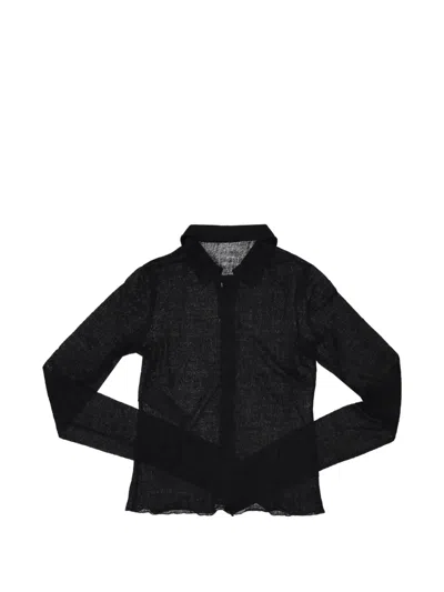 Ann Demeulemeester Jacquard Slim Fit Jersey Shirt In Black