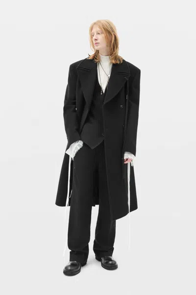 Ann Demeulemeester Jake High Comfort Pick Lapel Double Breasted Coat In Black
