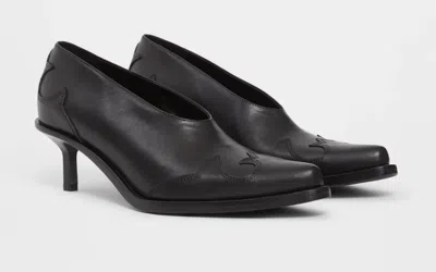 Ann Demeulemeester Janeka Western Stitched Pumps Washed Grained Calf In Black