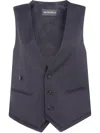 Ann Demeulemeester Janessa Twisted Clousure Waistcoat With Raw Edge Cotton Detail In Blue
