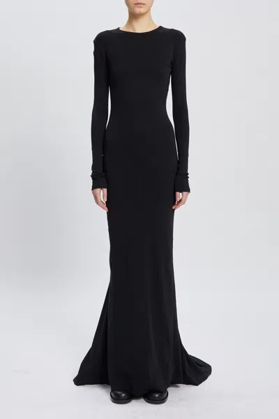 Ann Demeulemeester Jesse Long Sleeve X Long Flared Dress In Black