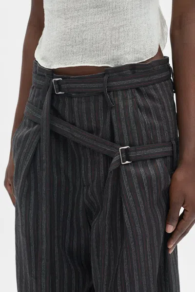Ann Demeulemeester Jilleke High Comfort Double Belted Trousers In Gray