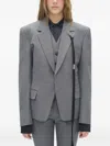 Ann Demeulemeester Jomar Pinstripe Blazer In Gray