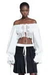 Ann Demeulemeester Jorunn Crop Top With Distressed Lace Details In White