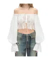 Ann Demeulemeester Jorunn Crop Top With Distressed Lace Details In White
