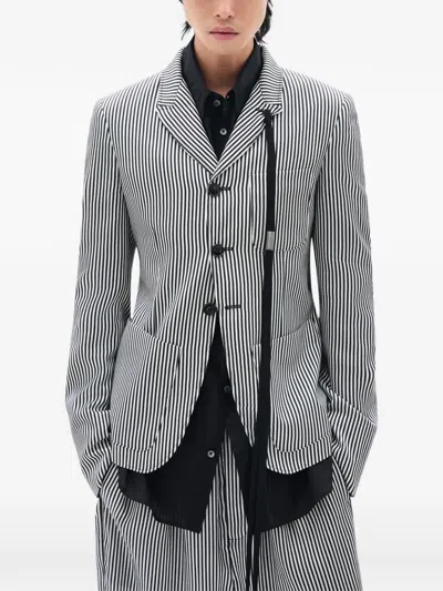 Ann Demeulemeester Josh Striped Blazer In Gray