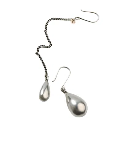 Ann Demeulemeester Judith Earring Pearl  Earring Chain In Antique Silver