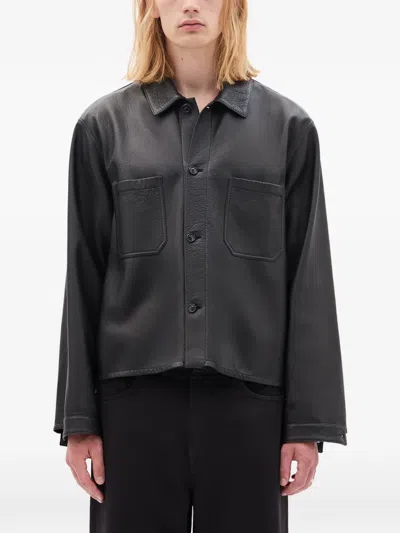 Ann Demeulemeester Juel Boxy-fit Leather Shirt In Black