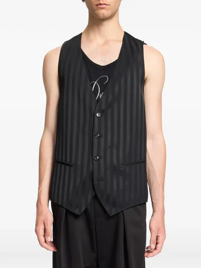 Ann Demeulemeester Juikko Striped Satin Waistcoat In Black