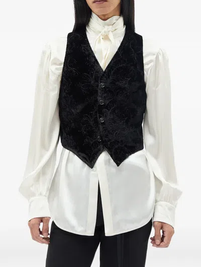 Ann Demeulemeester Kaare Paisley-embroidered Velvet Waistcoat In Black