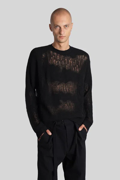 Ann Demeulemeester Distressed Knit Sweater In Black