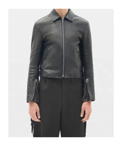 Ann Demeulemeester Karlo Slim Fit Zipped Biker With Fringes In Black