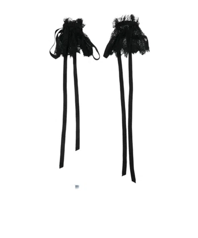 Ann Demeulemeester Kepu Cuffs With Ruffles Distressed Lace In Black