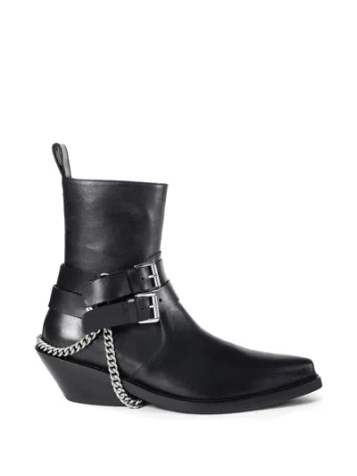 Ann Demeulemeester Kiril Santiago Buckle Chain Leather Boots In Black