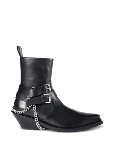 Ann Demeulemeester Kiril Santiago Buckled Chain-detail Boots In Black