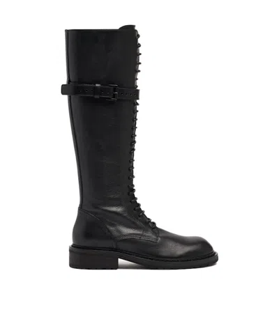Ann Demeulemeester Knee-high Boots With Buckle In Black