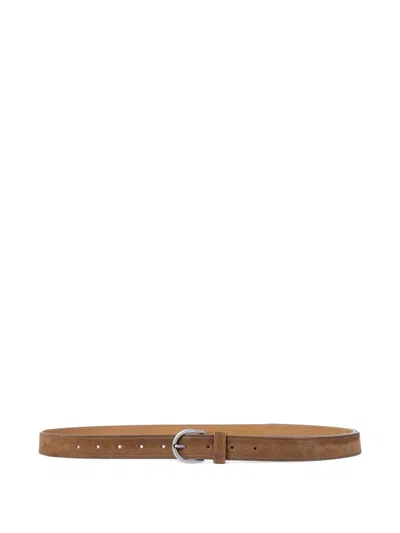 Ann Demeulemeester Konji Coated Suede Leather Belt In Neutral
