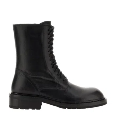 Ann Demeulemeester Lace-up Leather Boots In Black